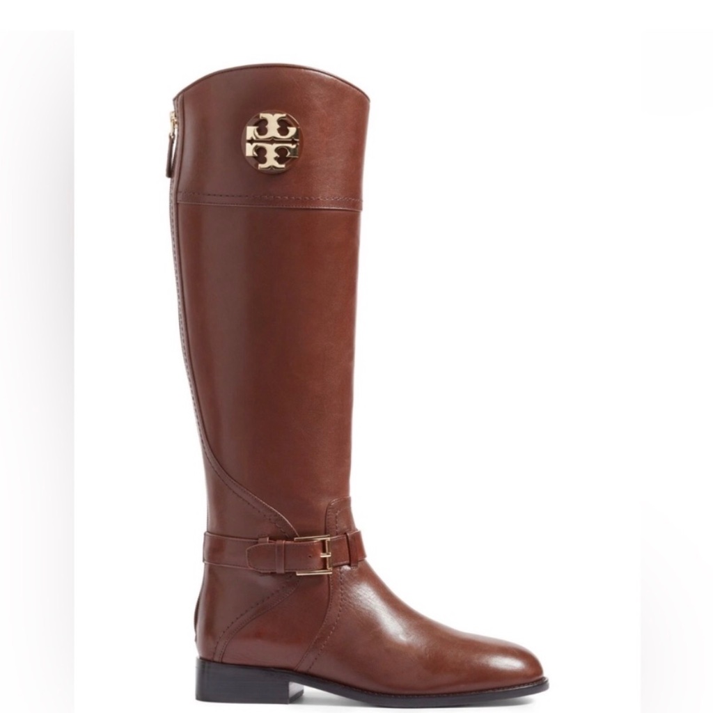 Tory Burch Adeline Riding Tall Boots Almond Brown - 9